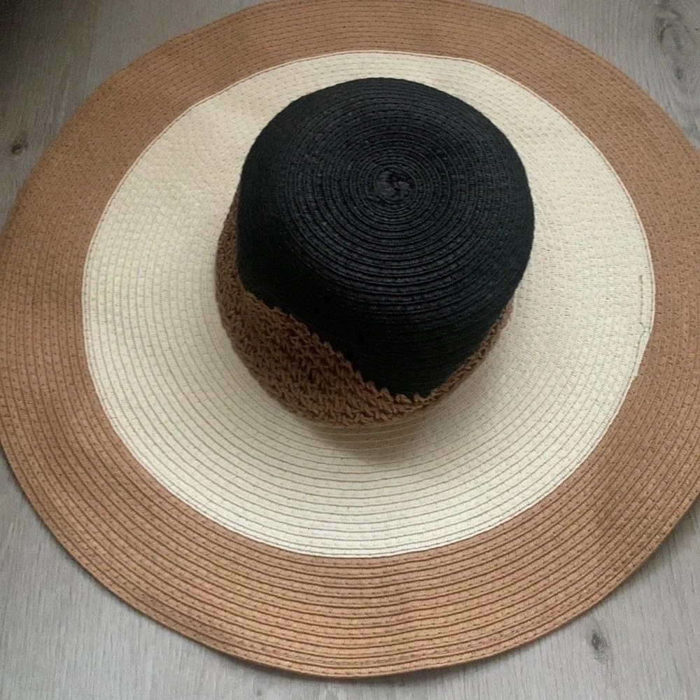 Floppy striped maxi‎ hat bohemian straw festive beach travel banded